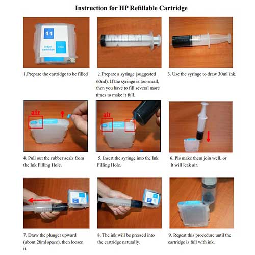 HP Designjet 111 프린터 잉크 충전 방법 (HP 11 카트리지)